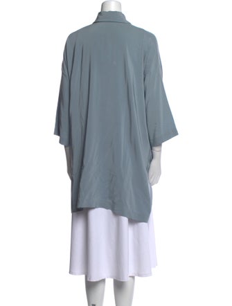 Eskandar Silk Three-Quarter Sleeve Button-Up Top