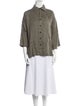 Eskandar Linen Three-Quarter Sleeve Button-Up Top