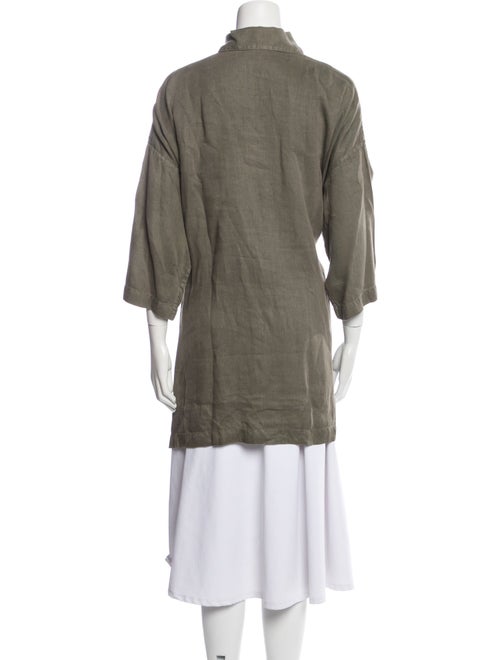Eskandar Linen Three-Quarter Sleeve Button-Up Top
