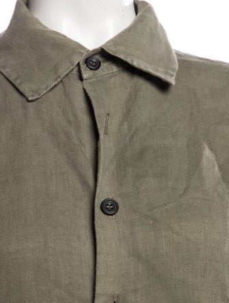 Eskandar Linen Three-Quarter Sleeve Button-Up Top