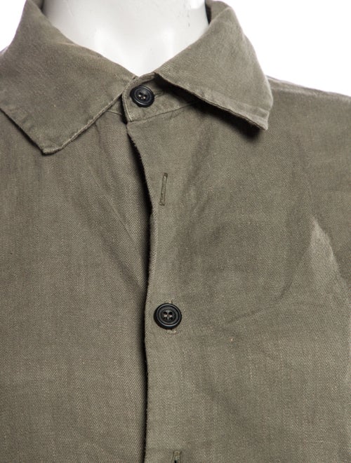 Eskandar Linen Three-Quarter Sleeve Button-Up Top