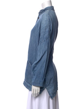 Eskandar Linen Mock Neck Button-Up Top