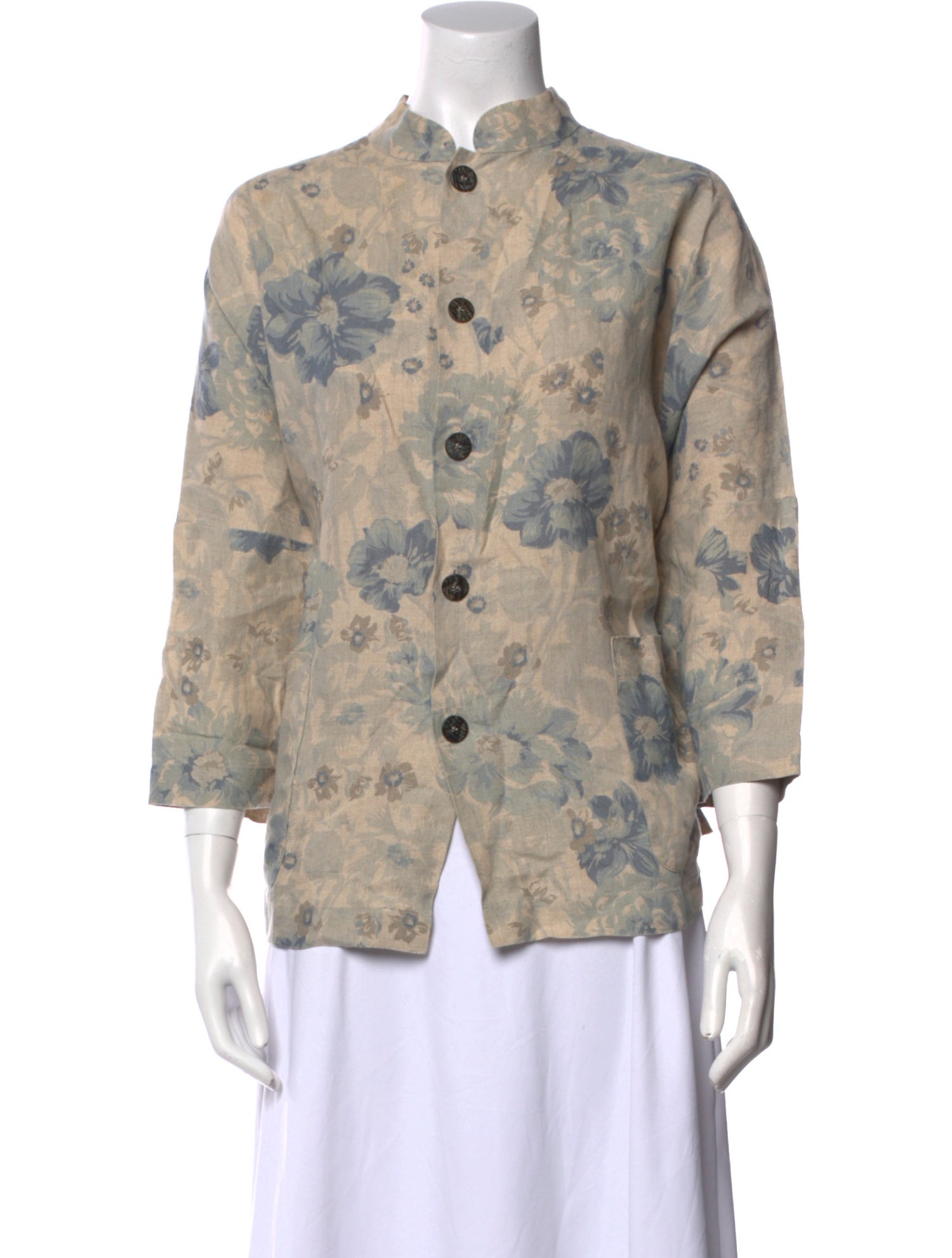Eskandar Linen Floral Print Blouse