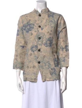 Eskandar Linen Floral Print Blouse