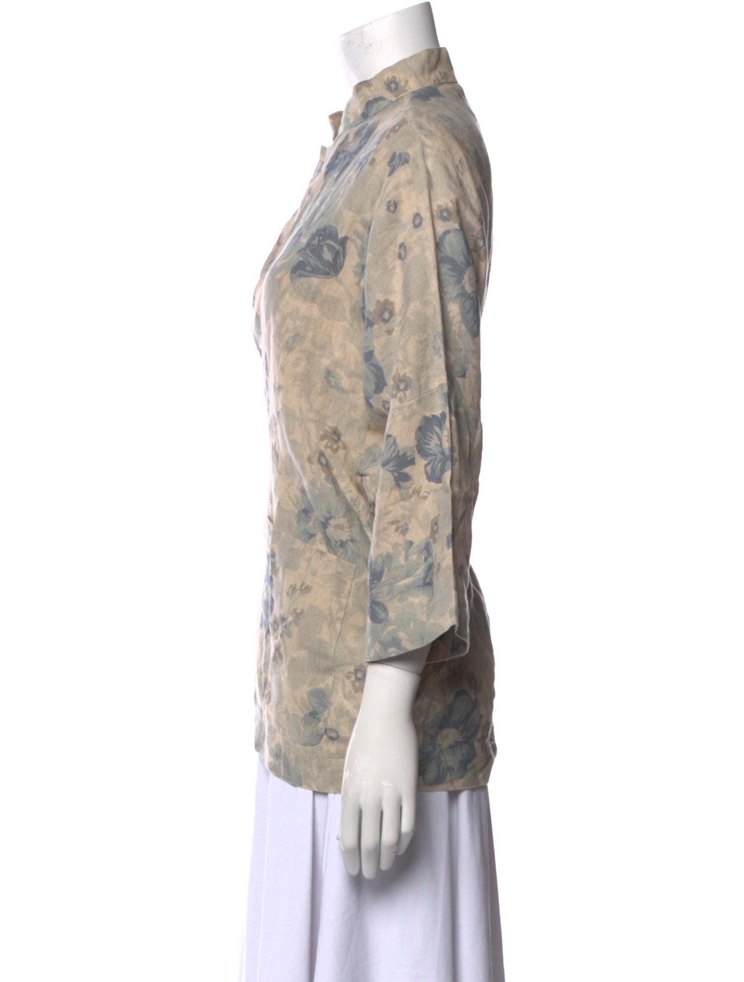 Eskandar Linen Floral Print Blouse