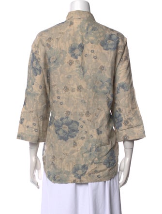Eskandar Linen Floral Print Blouse