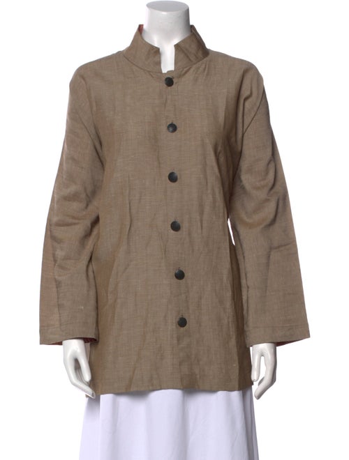 Eskandar Wool Mock Neck Button-Up Top