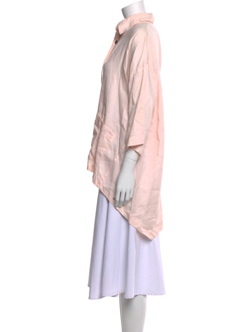 Eskandar Linen Three-Quarter Sleeve Button-Up Top