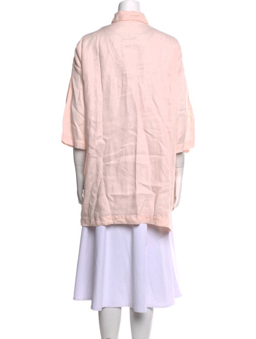 Eskandar Linen Three-Quarter Sleeve Button-Up Top