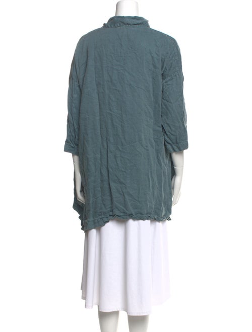 Eskandar Linen Three-Quarter Sleeve Button-Up Top