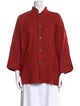 Eskandar Linen Mock Neck Button-Up Top