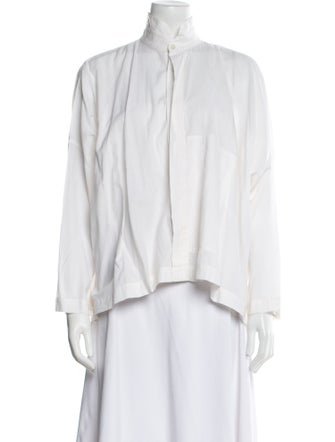 Eskandar Mock Neck Long Sleeve Blouse