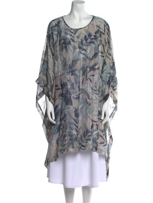 Eskandar Printed Scoop Neck Tunic