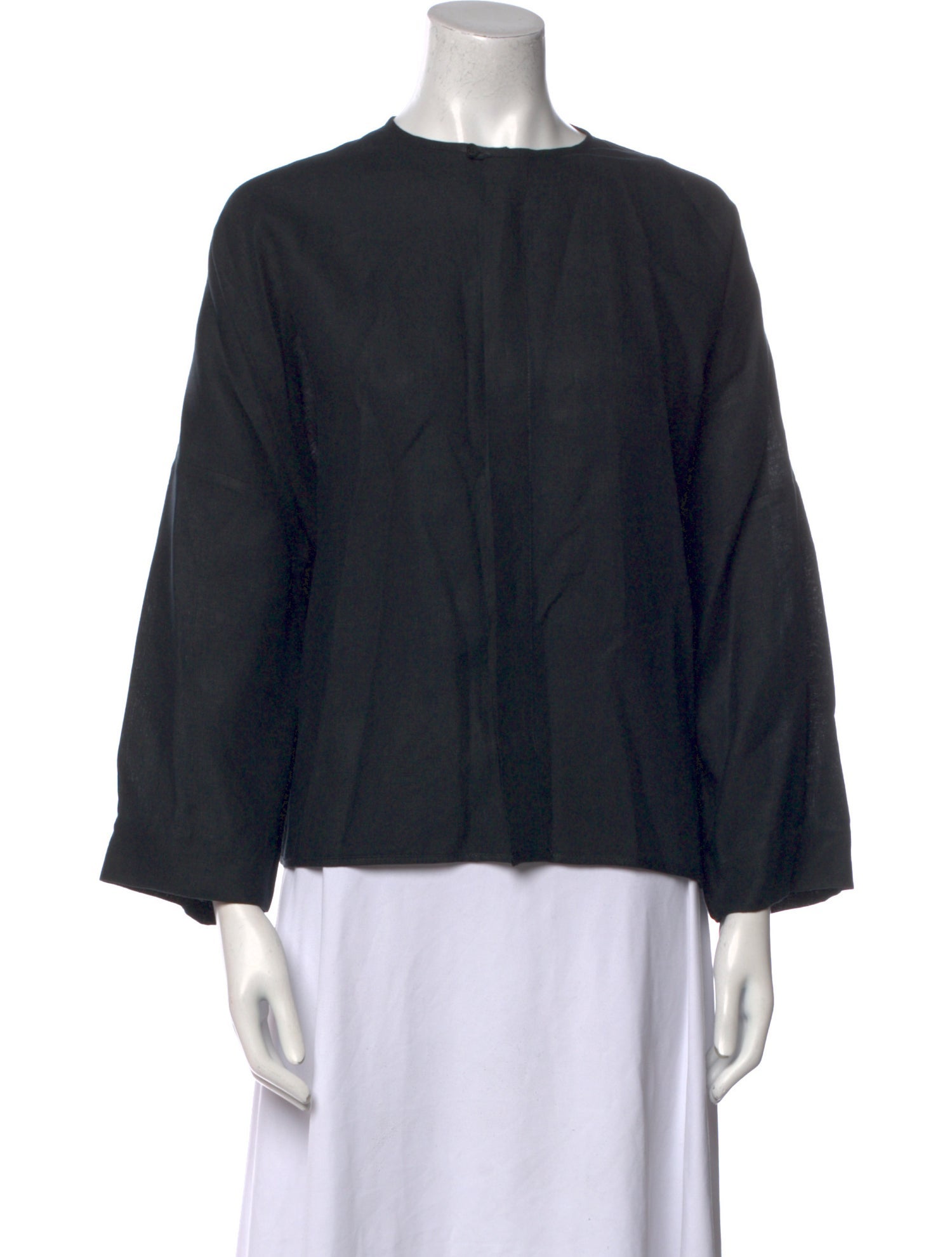 Eskandar Linen Bateau Neckline Blouse