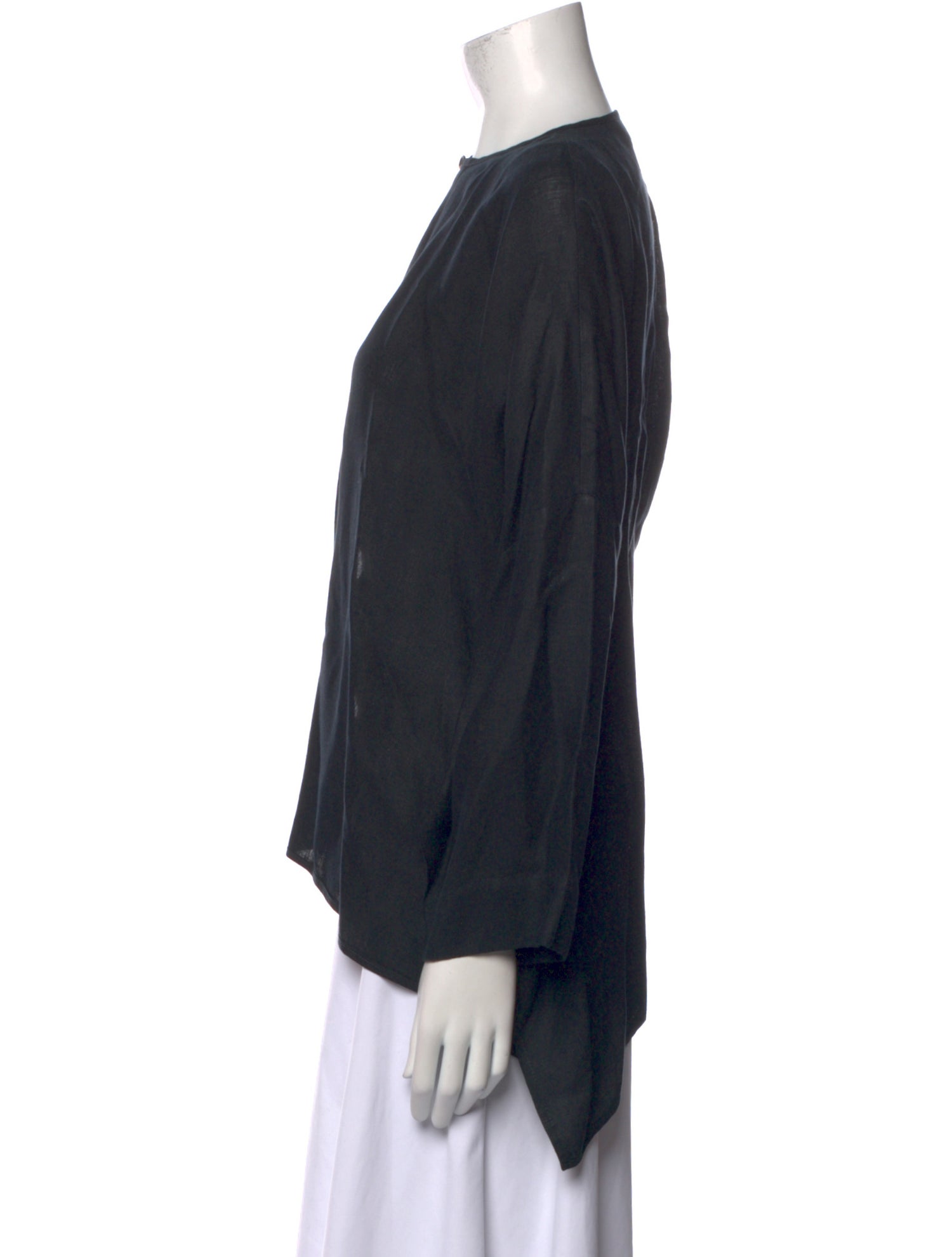 Eskandar Linen Bateau Neckline Blouse