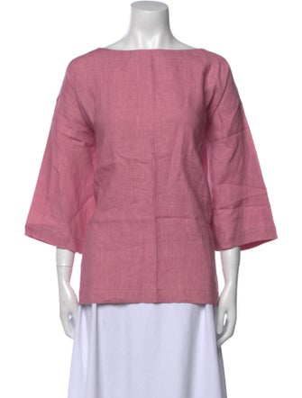 Eskandar Linen Bateau Neckline Blouse