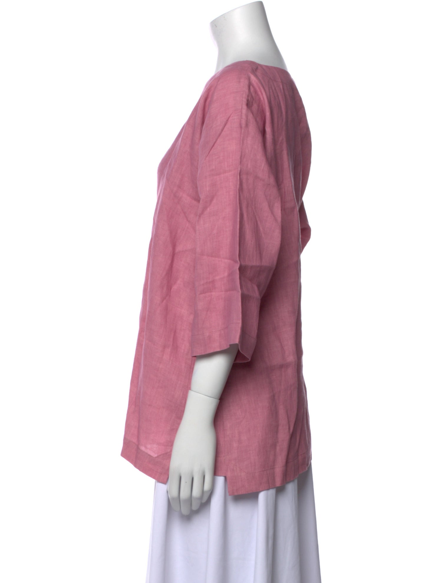 Eskandar Linen Bateau Neckline Blouse