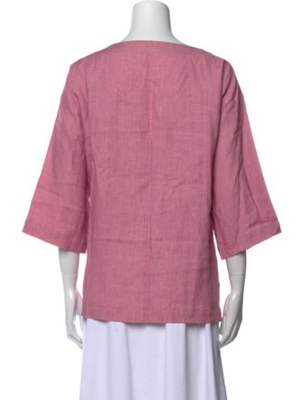 Eskandar Linen Bateau Neckline Blouse