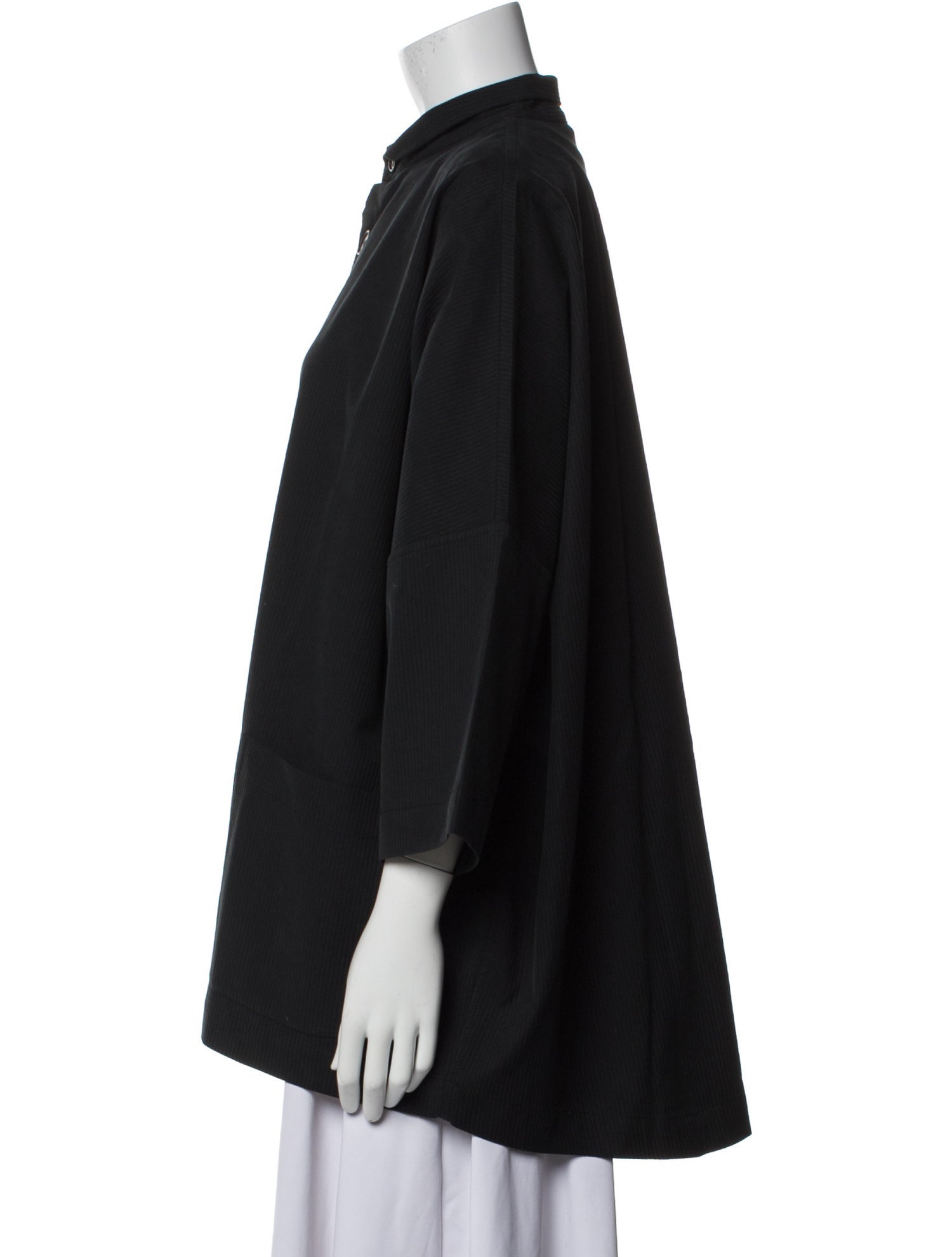 Eskandar Linen Mock Neck Button-Up Top