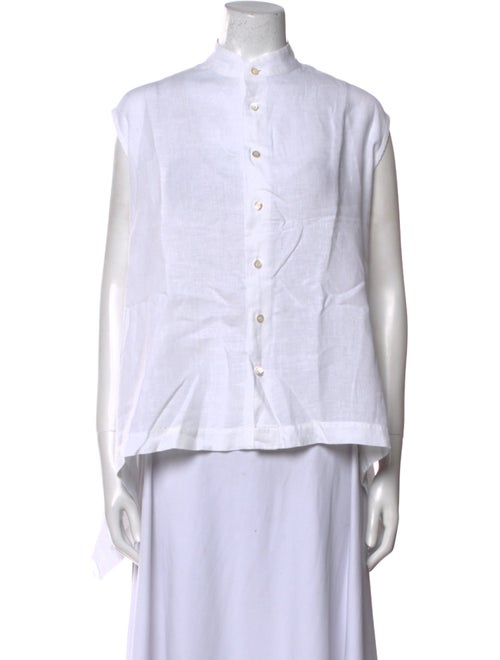 Eskandar Linen Mock Neck Button-Up Top