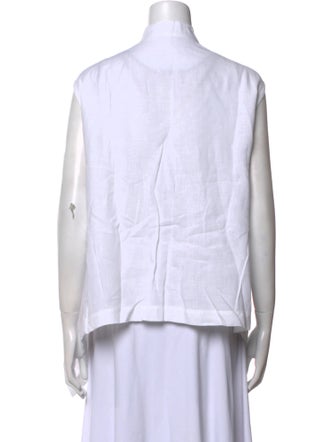 Eskandar Linen Mock Neck Button-Up Top