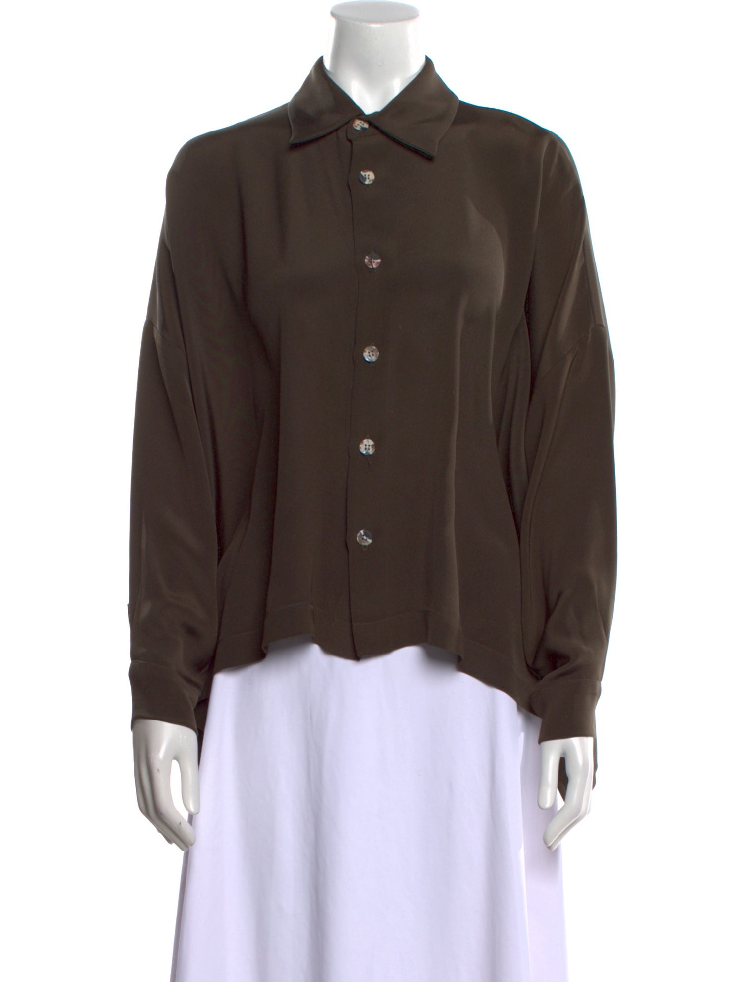 Eskandar Silk Long Sleeve Button-Up Top