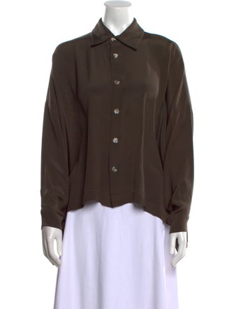 Eskandar Silk Long Sleeve Button-Up Top