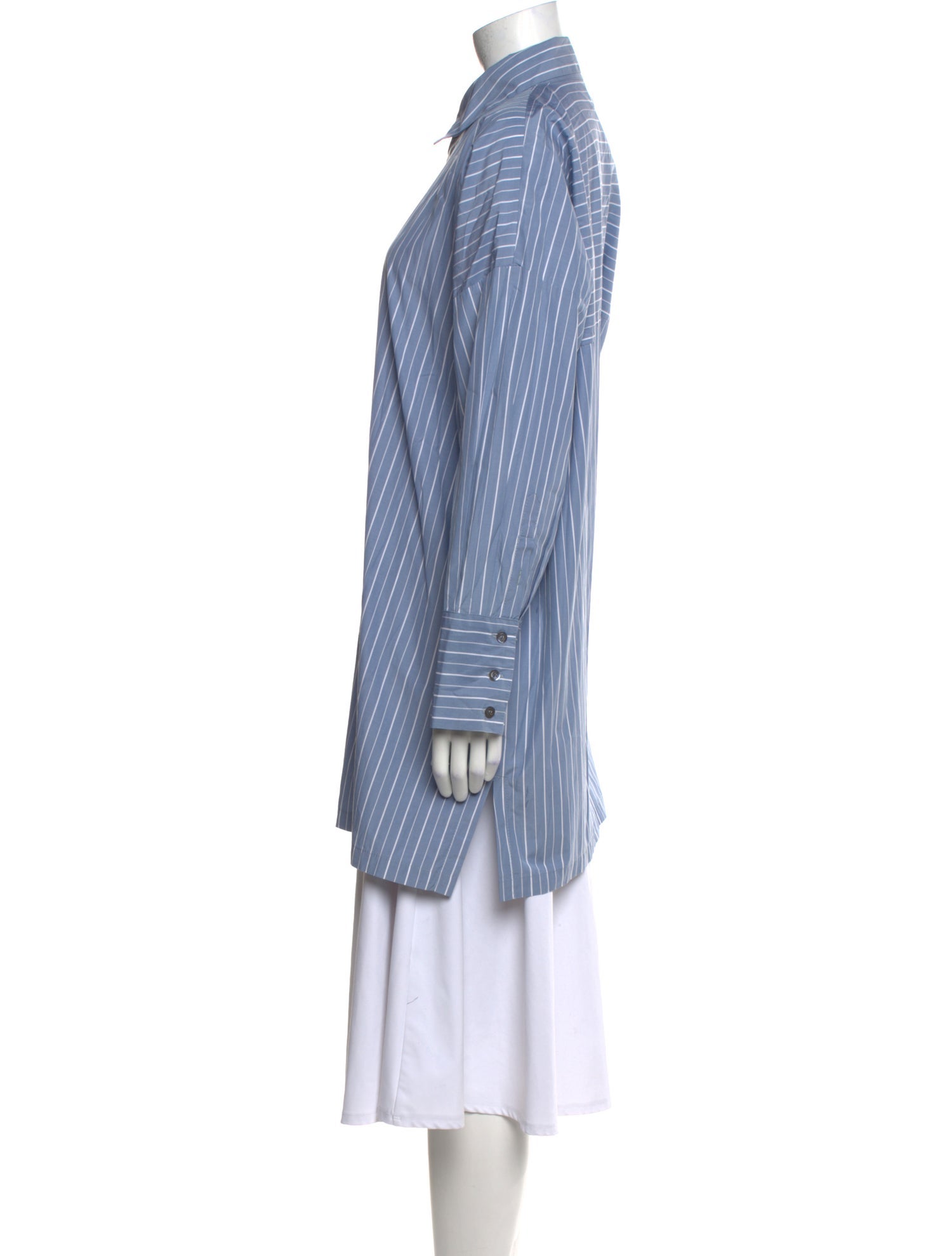 Eskandar Striped Long Sleeve Button-Up Top
