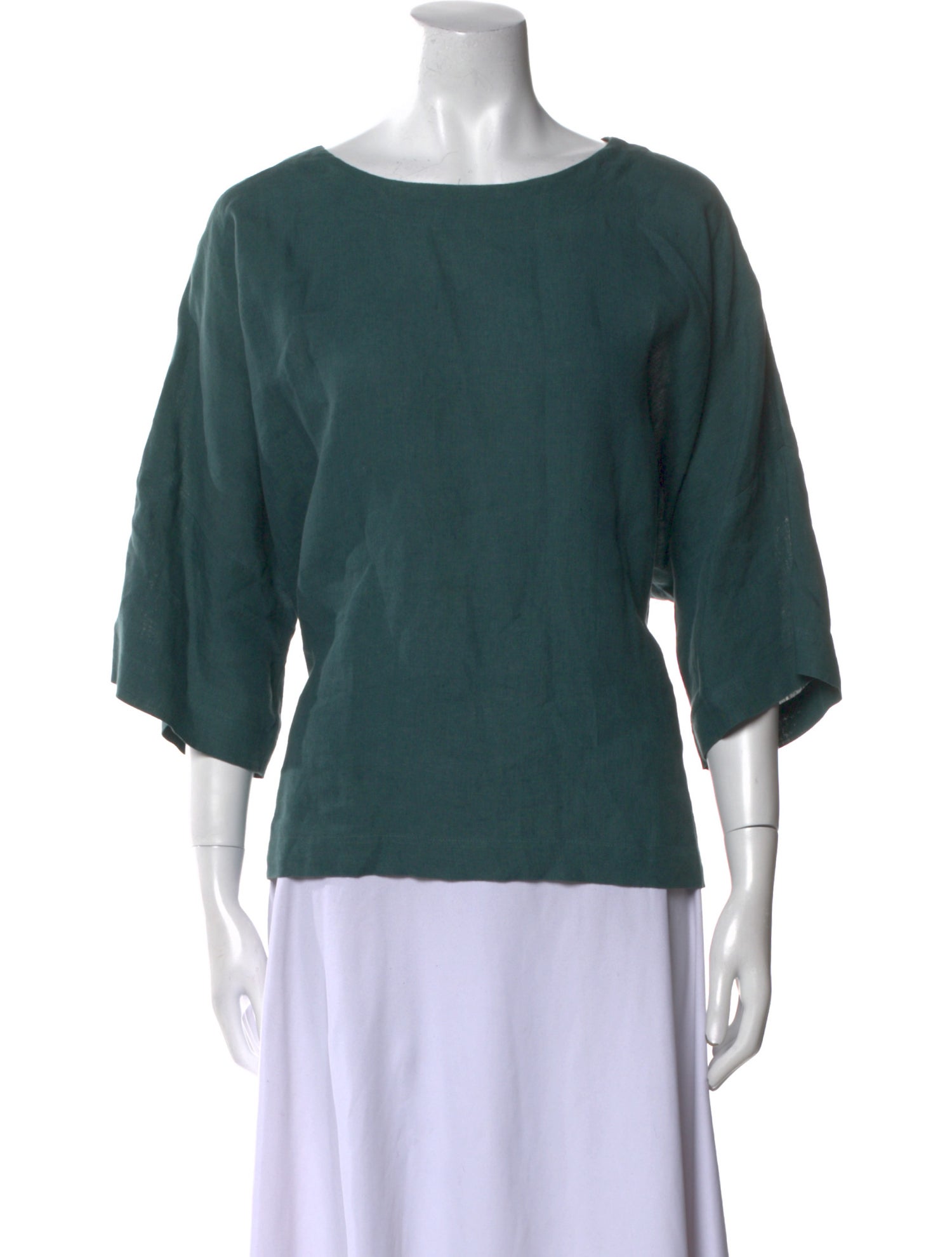 Eskandar Linen Bateau Neckline Top