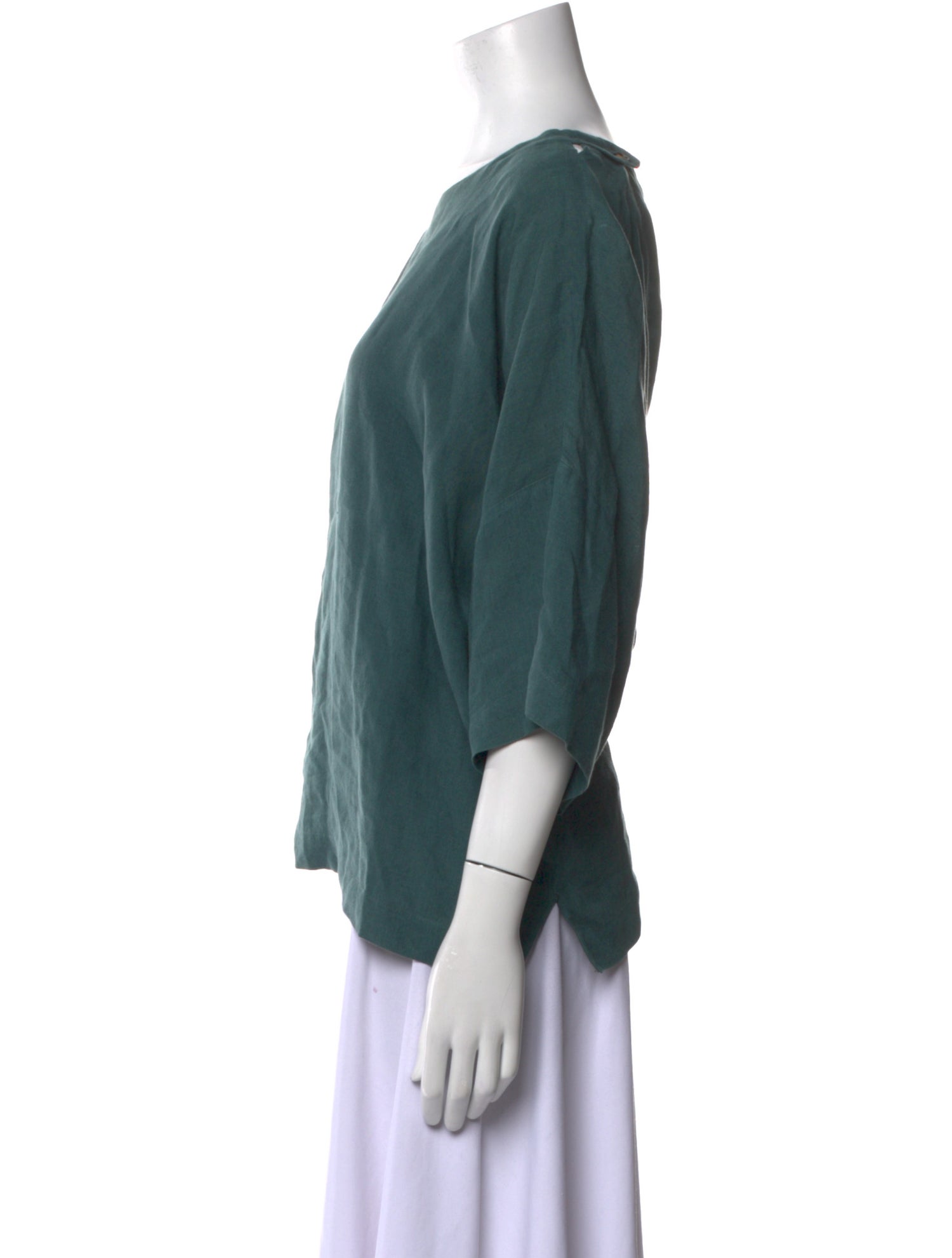 Eskandar Linen Bateau Neckline Top