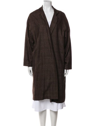 Eskandar Cashmere Plaid Print Coat