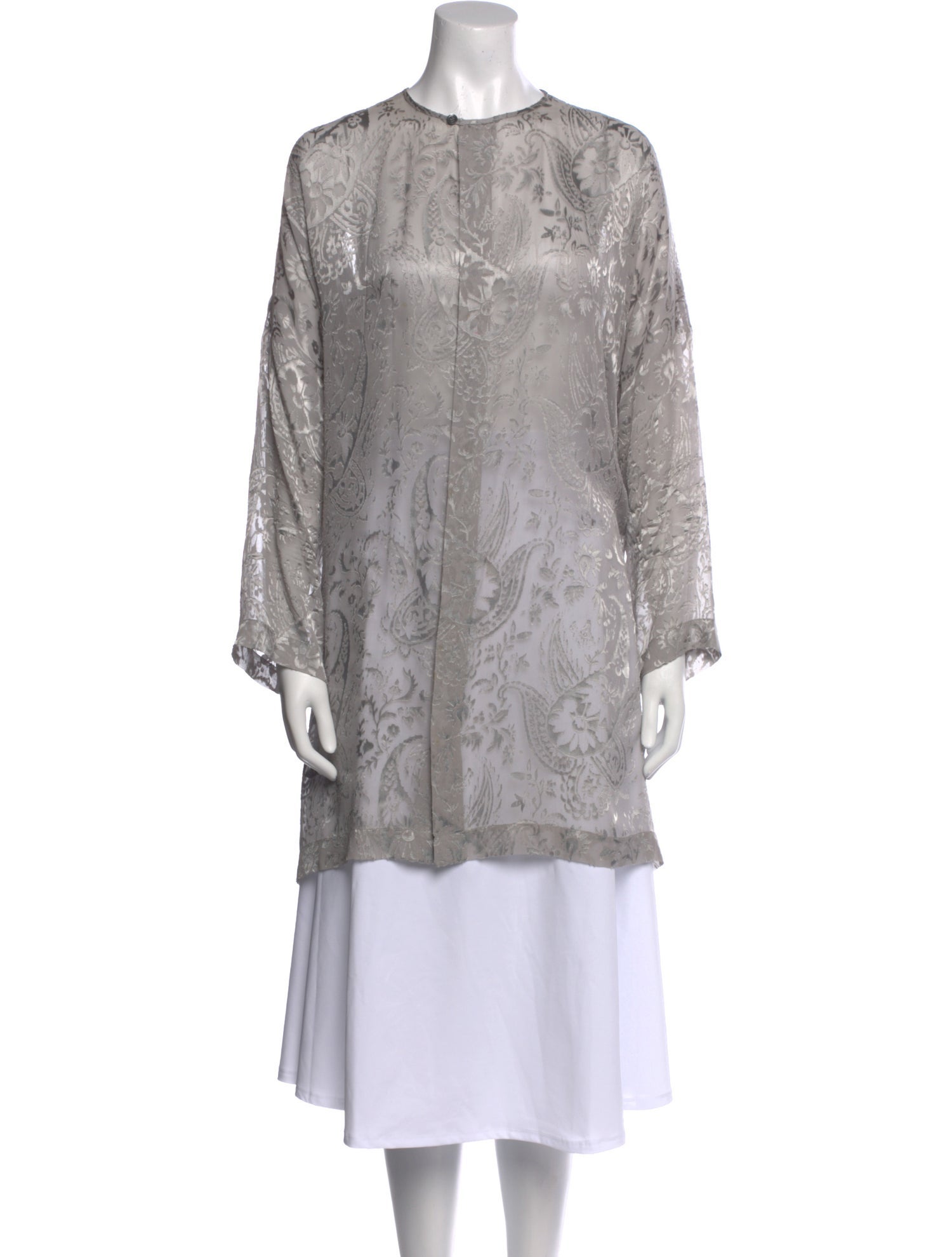 Eskandar Printed Crew Neck Tunic