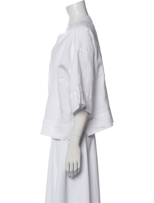 Eskandar Linen Scoop Neck Button-Up Top