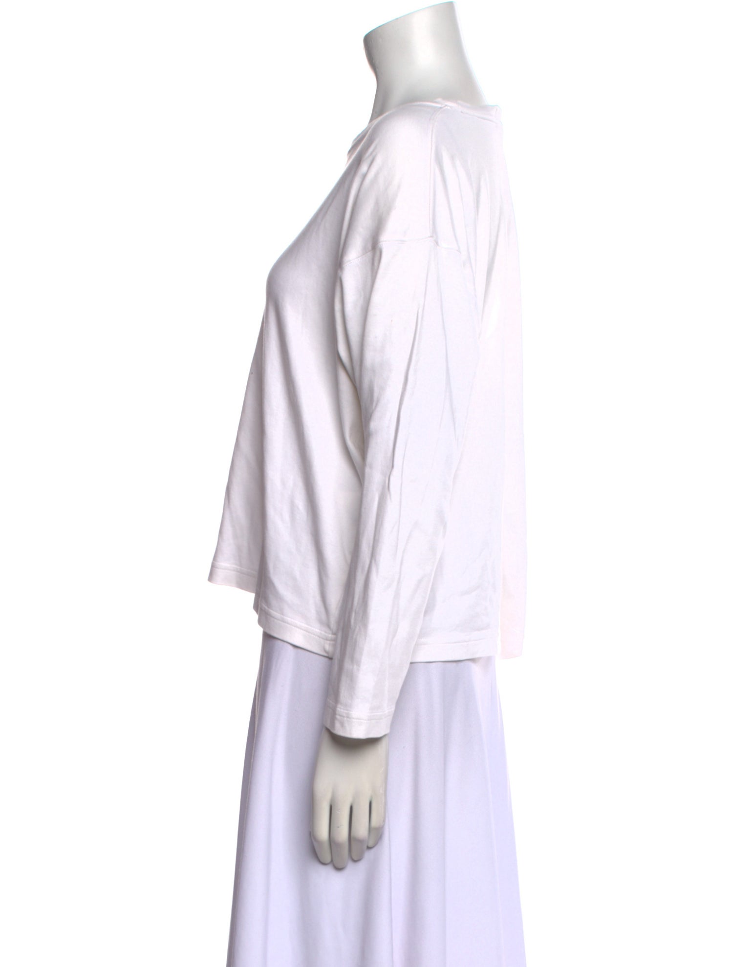 Eskandar Bateau Neckline Long Sleeve Crop Top