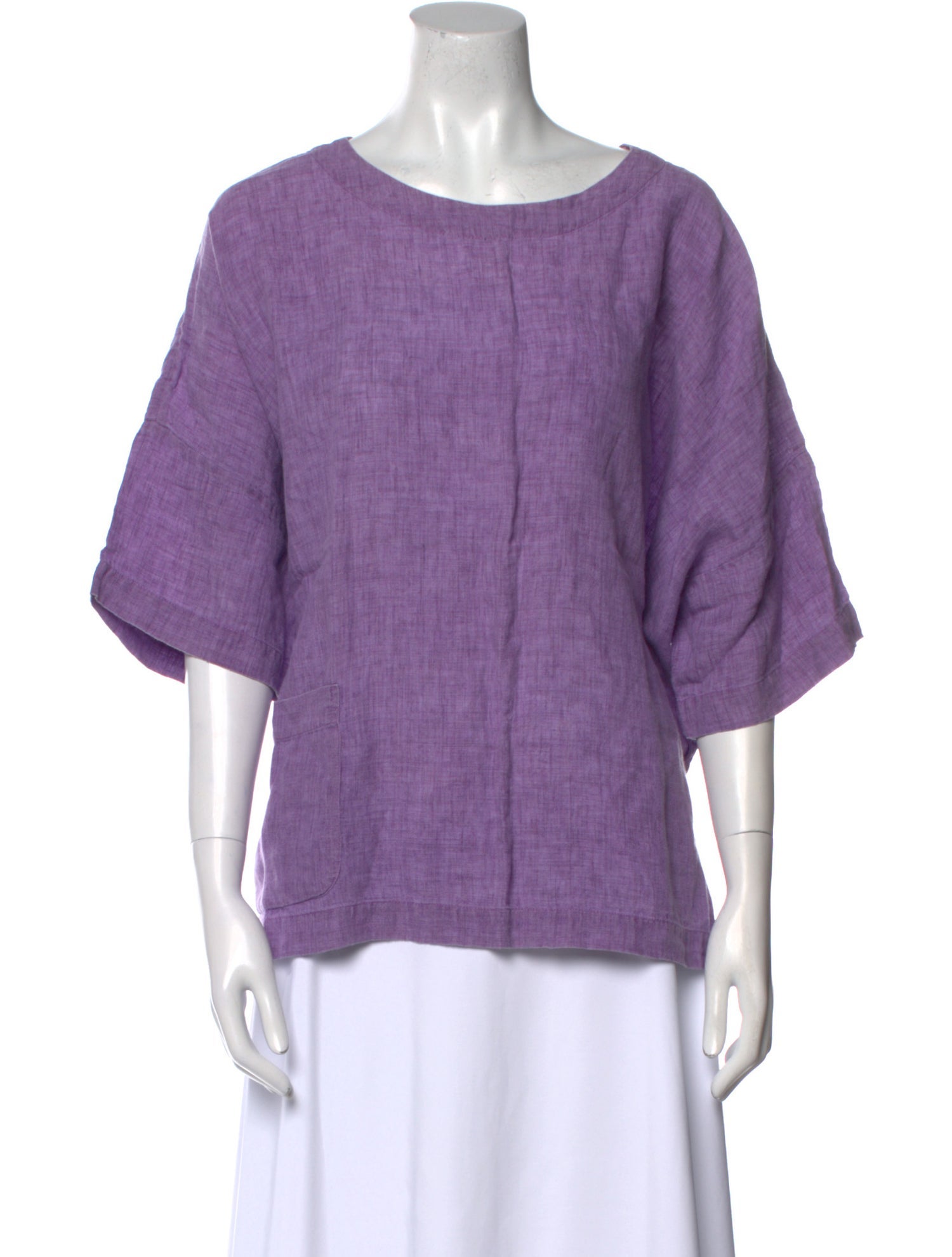 Eskandar Linen Bateau Neckline Blouse