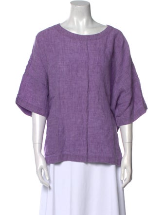 Eskandar Linen Bateau Neckline Blouse