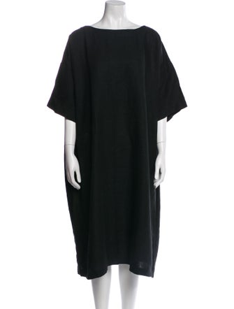 Eskandar Bateau Neckline Midi Length Dress