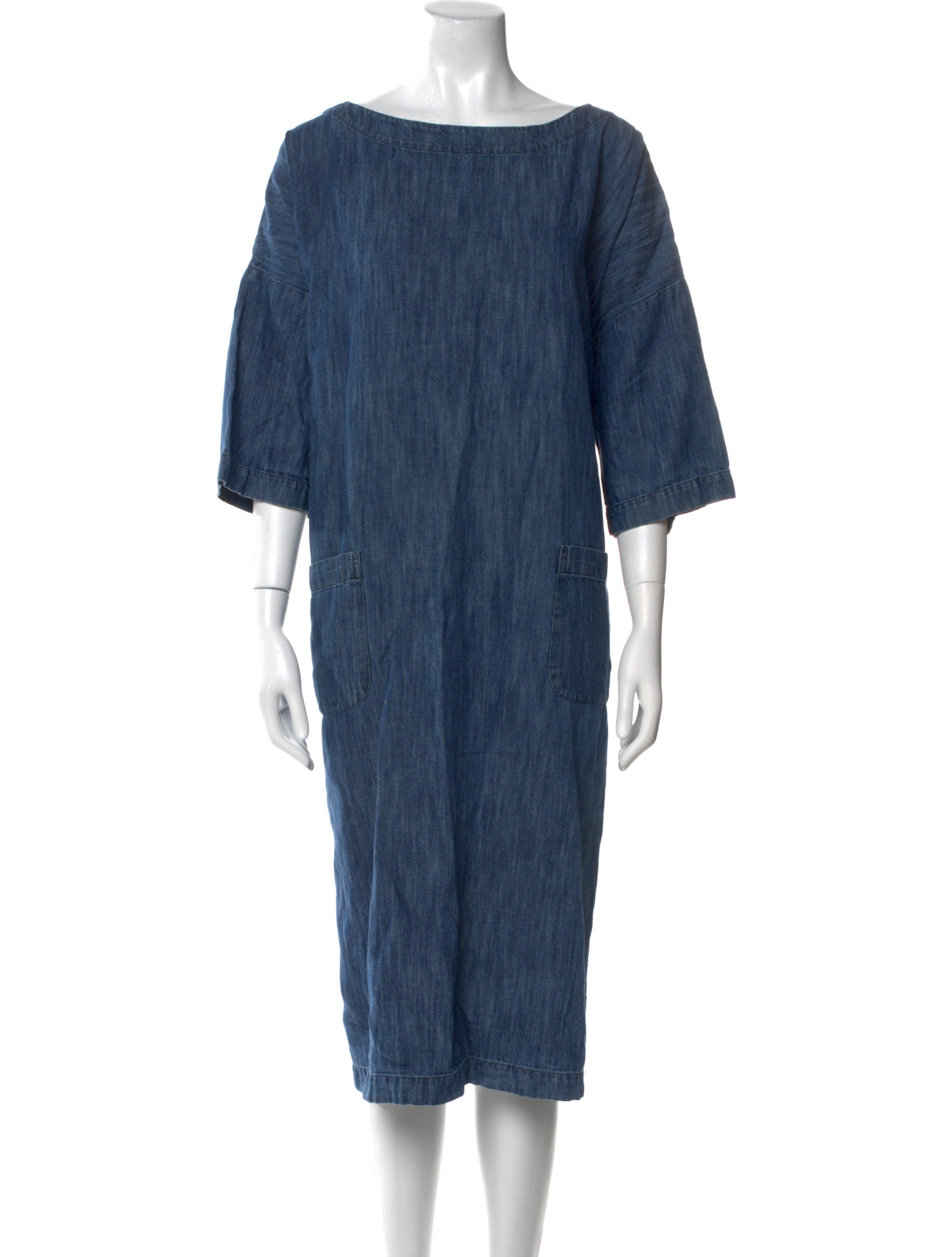 Eskandar Bateau Neckline Midi Length Dress