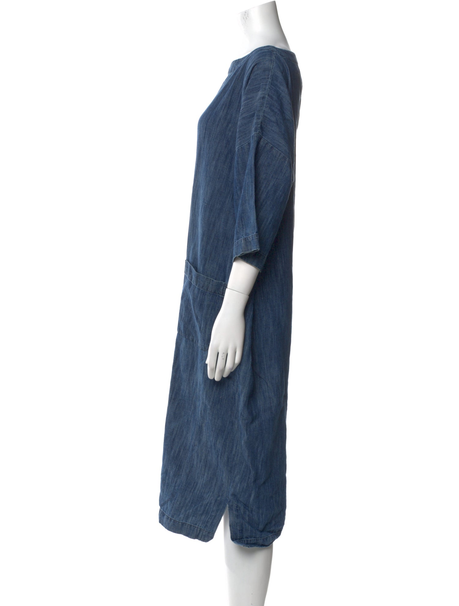 Eskandar Bateau Neckline Midi Length Dress