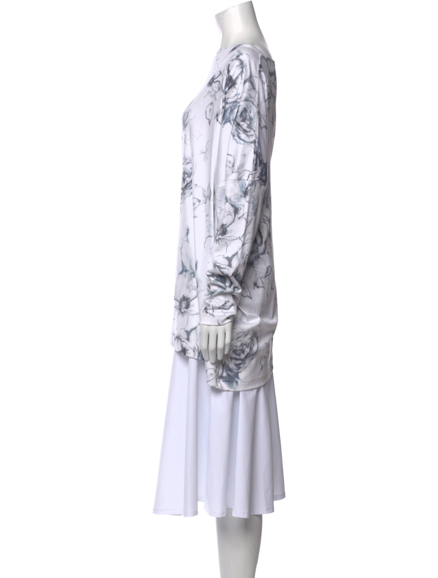 Eskandar Printed Bateau Neckline Tunic