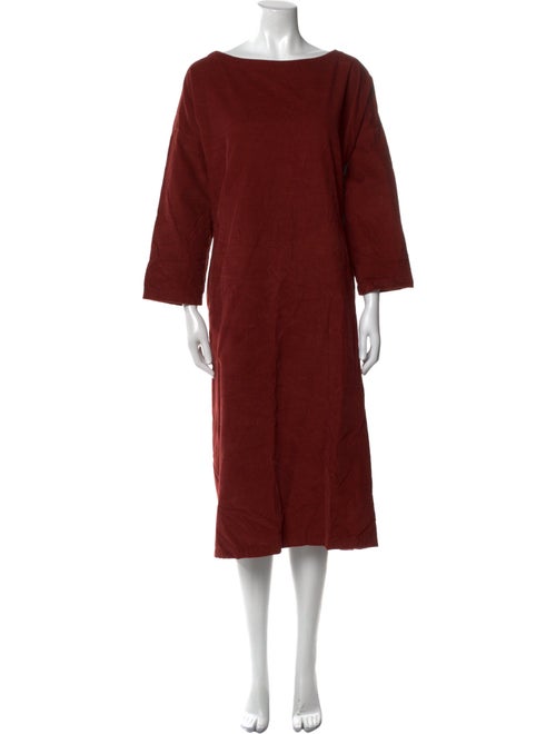 Eskandar Bateau Neckline Midi Length Dress