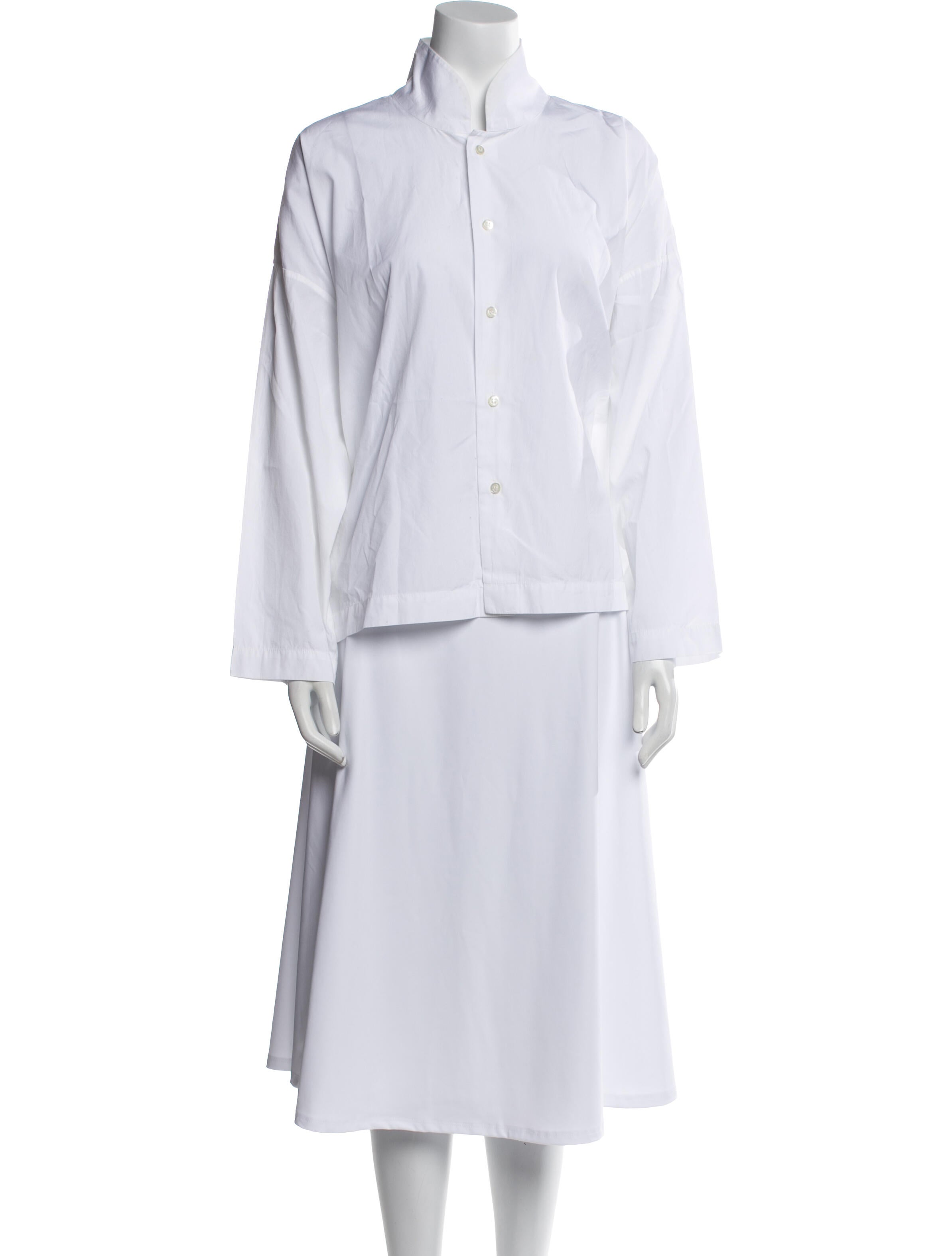 Eskandar Linen Mock Neck Button-Up Top