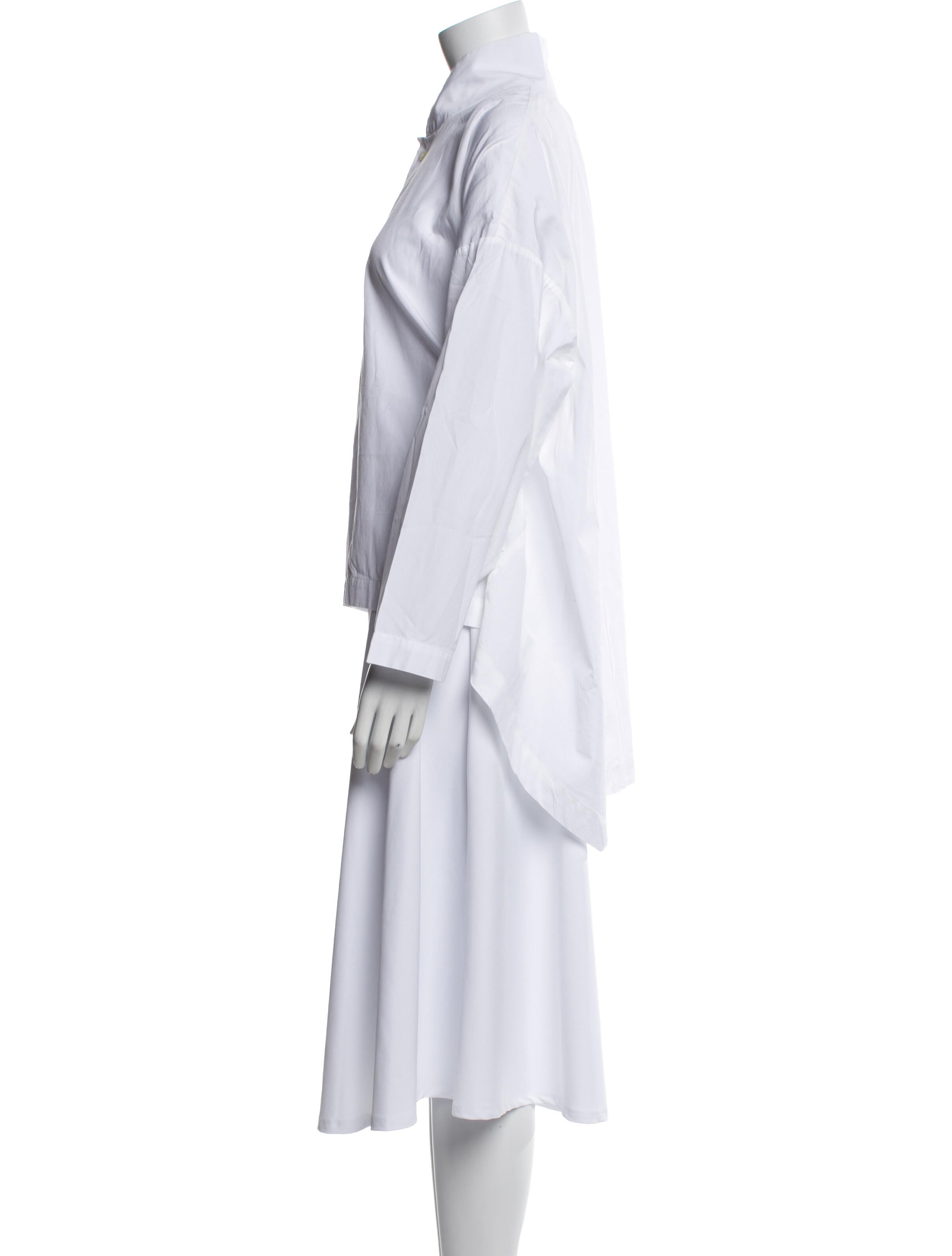 Eskandar Linen Mock Neck Button-Up Top