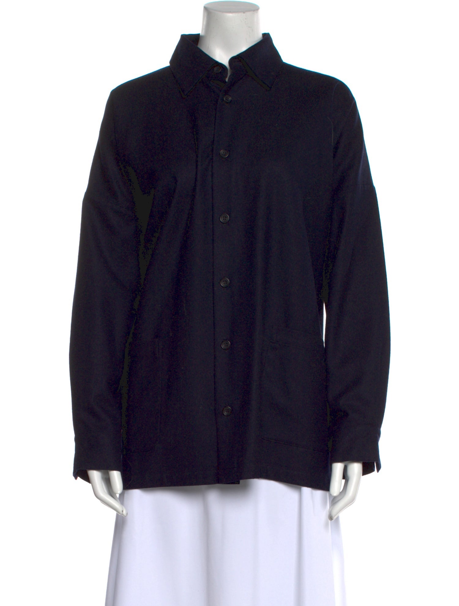 Eskandar Wool Long Sleeve Button-Up Top