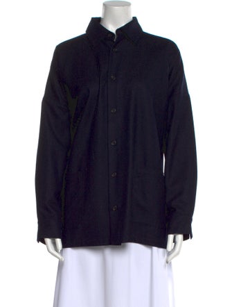 Eskandar Wool Long Sleeve Button-Up Top