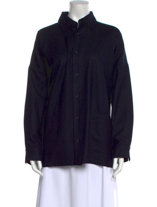 Eskandar Wool Long Sleeve Button-Up Top