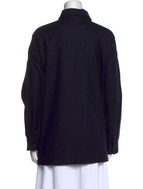 Eskandar Wool Long Sleeve Button-Up Top