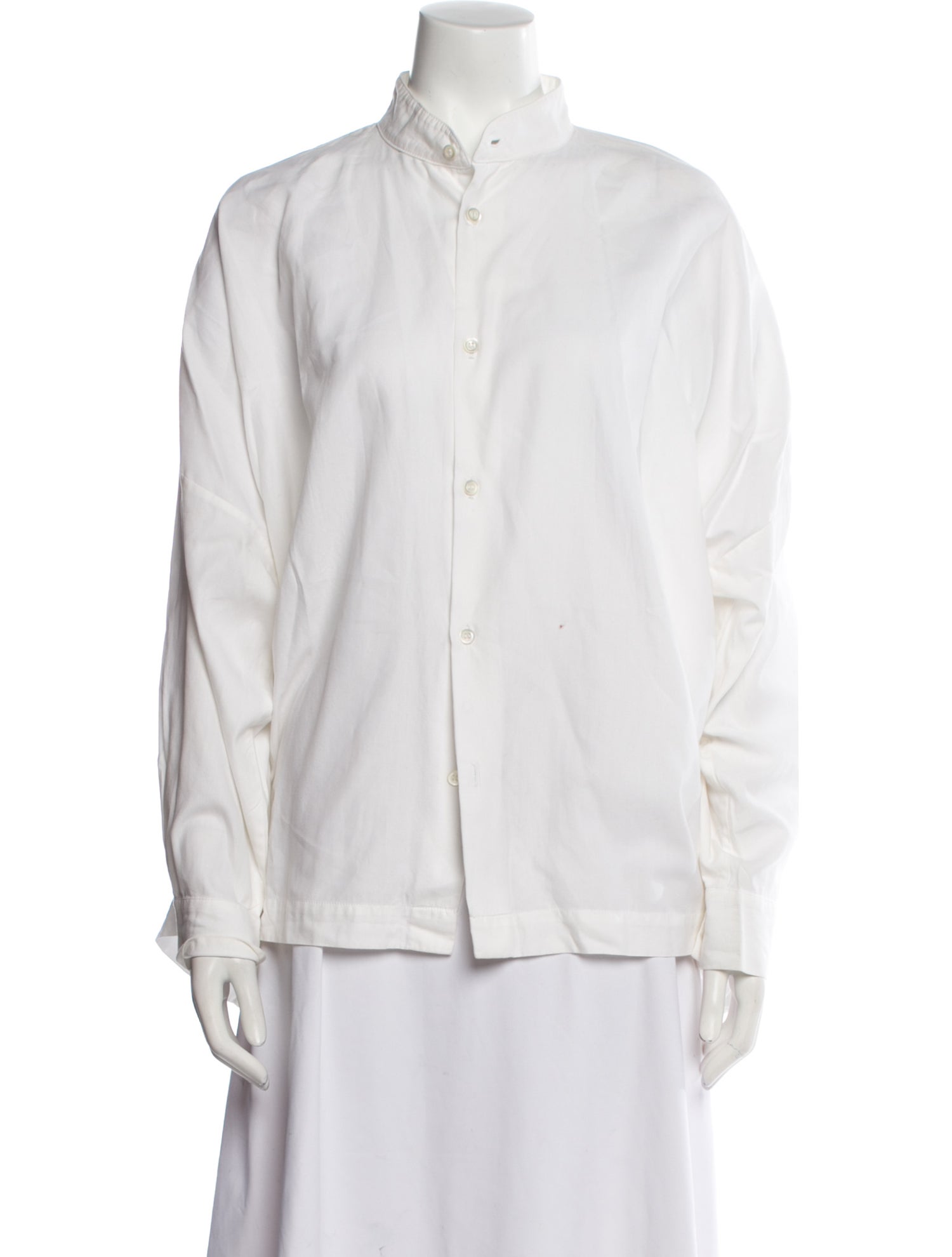 Eskandar Linen Mock Neck Button-Up Top
