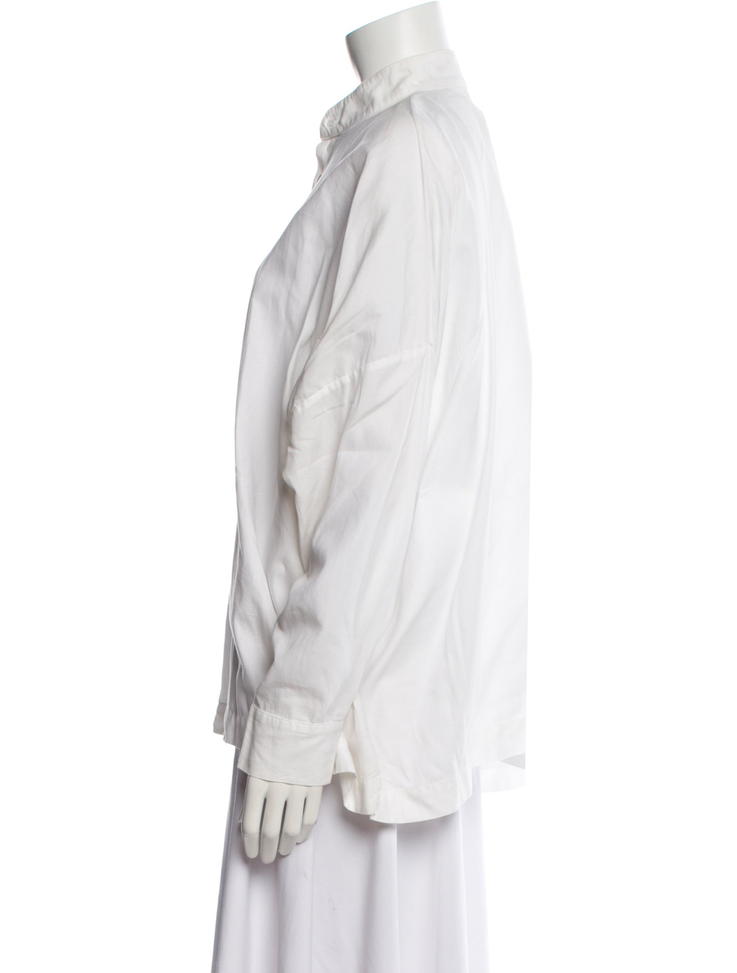 Eskandar Linen Mock Neck Button-Up Top