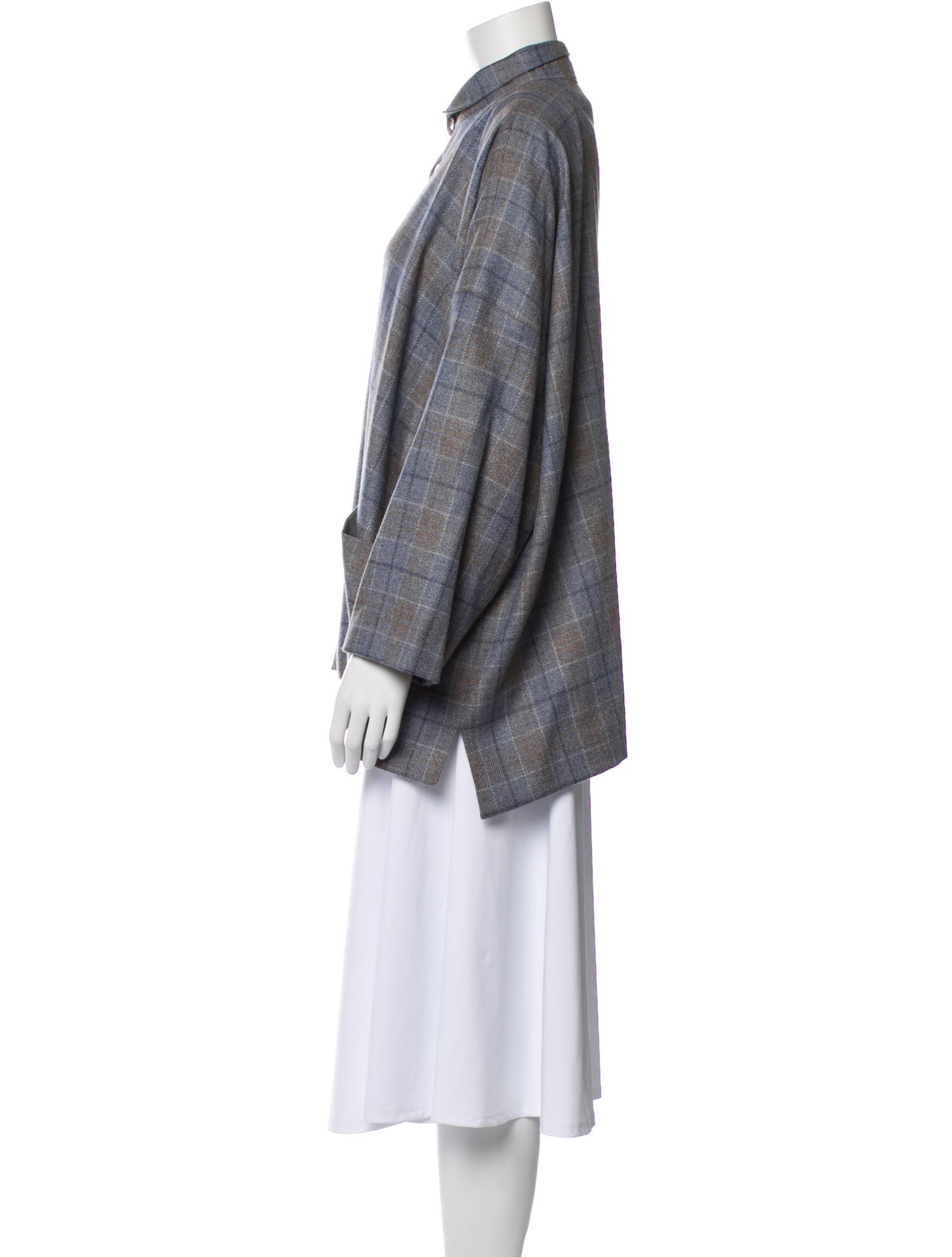 Eskandar Virgin Wool Plaid Print Jacket